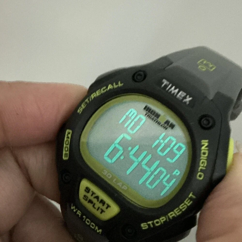 Timex Ironman Triathlon 30-Lap Mens Watch 38mm Gray Digital Resin Strap New Batt